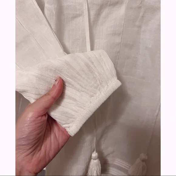 NWT Anthropologie Velvet by Graham & Spencer White Lena Peasant Blouse Tunic - Picture 5 of 16